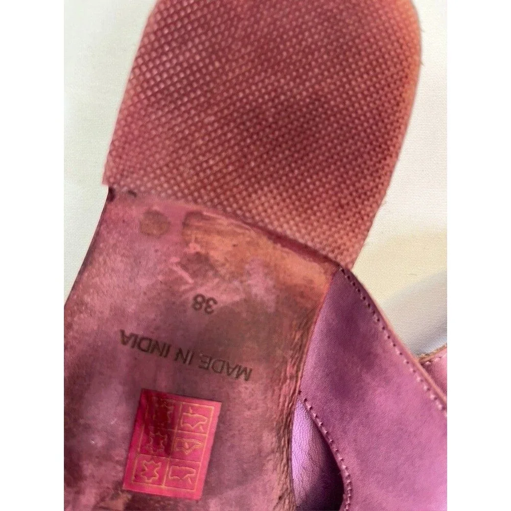 FREE PEOPLE WOMENS PURPLE LEATHER SANDLAS SLIP ON SZ 7